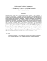 Solidarity and Workplace Engagement: A Management Perspective on Building Community
