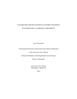 Factors Influencing Student Placement Decisions in Elementary School Assignments