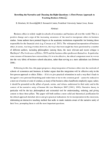 Rewriting the Narrative and Choosing the Right Questions: A First-person Approach to Teaching Business Ethics