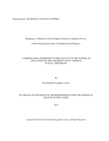 Blogging as a Medium of Social Support During the Adoption Process: A Phenomenological Study of Adopting Parent-Bloggers.
