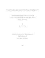 Leadership for Excellence: A Case Study of Leadership Practices of School Superintendents Serving Four Malcolm Baldrige National Quality Award Recipient School Districts