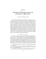 Fostering Professionalism and Integrity in Research