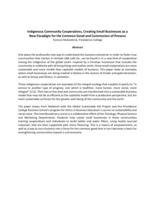 Indigenous Community Cooperatives, Creating Small Businesses as a New Paradigm for the Common Good and Communion of Persons