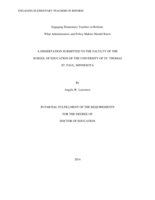 Engaging Elementary Teachers in Reform: What Administrators and Policy Makers Should Know