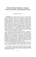 Public Choice Theory, Catholic Social Teaching and Citizens United