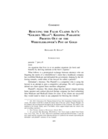 Rescuing the False Claims Act's "Golden Mean": Keeping Parasitic Profits Out of the Whistleblower's Pot of Gold