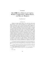 The JOBS Act: Effects on Capital Market Competition in Both Public and Private Markets