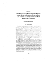 The Disconnect Between and Among Legal Ethics, Business Ethics, Law, and Virtue: Learning Not to Make Ethics so Complex