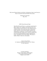 Why Social Workers Remain in the Field:  An Exploratory Study on the Protective Factors Associated with Social Worker Perseverance