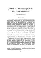 License to Profit: An Analysis of Entry Regulations in the Legal and Real Estate Professions