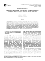 Objectivity, Relativism, and Truth in External Financial Reporting: What's Really at Stake in the Disputes?