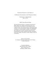 Practitioner Perspectives on the Impact of Collaborative Documentation on the Therapeutic Alliance