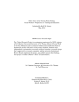 Elder Abuse in the Nursing Home Setting:  Social Workers' Perspectives of Training and Education