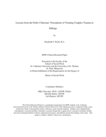 Lessons from the Field: Clinicians’ Perceptions of Treating Complex Trauma in Siblings