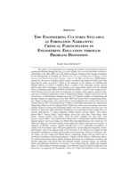 The Engineering Cultures Syllabus as Formation Narrative: Critical Participation in Engineering Education through Problem Definition