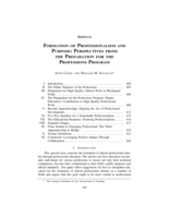 Formation of Professionalism and Purpose: Perspectives from the Preparation for the Professions Program