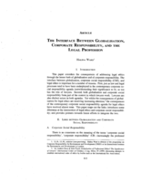 The Interface Between Globalisation, Corporate Responsibility, and the Legal Profession