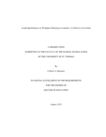 Leadership Response to Workplace Bullying in Academe: A Collective Case Study