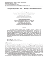 Underpricing of IPOs of U.S. Family Controlled Businesses