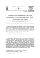 Information Technology and the Social Construction of Information Privacy: Reply