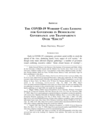 The COVID-19 Worship Cases Lessons for Governors in Democratic Governance and Transparency Over "Edicts"