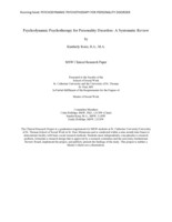 Psychodynamic Psychotherapy for Personality Disorders: A Systematic Review