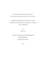 Environment Matters: Examining the Lived Experience of First-Generation College Students at Private, Four-Year Universities
