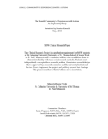 The Somali Community's Experiences with Autism:  An Exploratory Study