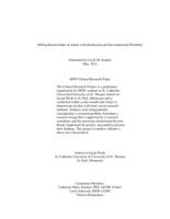 Sibling Relationships of Adults with Intellectual and Developmental Disability