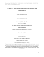 The Impacts of Supervision on Social Workers Who Experience Client Suicidal Behavior