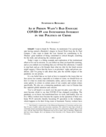 As if Prison Wasn't Bad Enough: COVID-19 and Intensified Interest in the Politics of Crime (Luncheon Address)