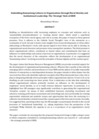Embedding Humanizing Cultures in Organizations through Moral Identity and Institutional Leadership: The 'Strategic' Role of HRM