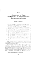 Challenges to Using the Principle of Subsidiarity for Environmental Policy