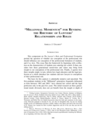 "Millennial Momentum" for Revising the Rhetoric of Lawyers' Relationships and Roles