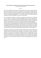 The Sustainable Development Goals and the Role of Financial Institutions