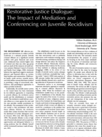 Restorative Justice Dialogue: The Impact of Mediation and Conferencing on Juvenile Recidivism