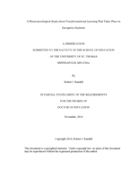 A Phenomenological Study about Transformational Learning That Takes Place in Energetics Students
