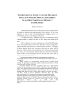Environmental Justice and the Disparate Impact of North Carolina Industrial-Scale Hog Farming on Minority Communities (Adapted Transcription)