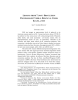 Lessons from Tenant Protection Provisions in Federal Financial Crisis Legislation