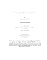 Social Work Perspectives of Quality in Nursing Homes Compared to Minnesota Nursing Home Report Card and Nursing Home Compare