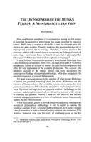 The Ontogenesis of the Human Person: A Neo-Aristotelian View