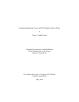 Examining Influencing Factors on BSW Students’ Intent to Persist
