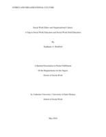 Social Work Ethics and Organizational Culture: A Gap in Social Work Education and Social Work Field Education