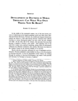 Development of Doctrine in Moral Theology: Can What Was Once Wrong Now Be Right?