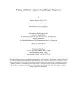 Working with Family Caregivers: Case Managers’ Perspectives