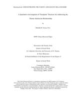 A Qualitative Investigation of Therapists’ Practices for Addressing the Parent-Adolescent Relationship