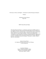 The Sources of Stress and Support:  A Perspective by Rural Emergency Response Workers