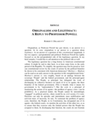 Originalism and Legitimacy: A Reply to Professor Powell