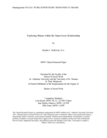 Exploring Shame Within the Supervisory Relationship