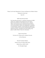 Primary Care Provider Management of Anxiety and Depression in Palliative Patients